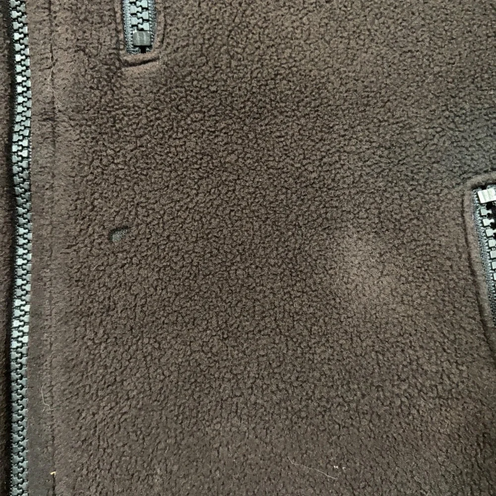 LL Bean Mens Fleece Vest Dark Brown Full Zip Pockets Medium Regular